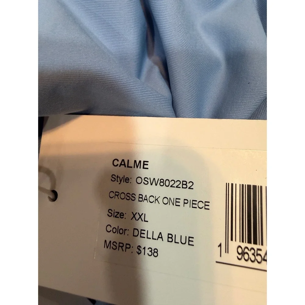 Johnny Was Calme XXL Della Blue Cross Back One Piece Swimsuit NWT